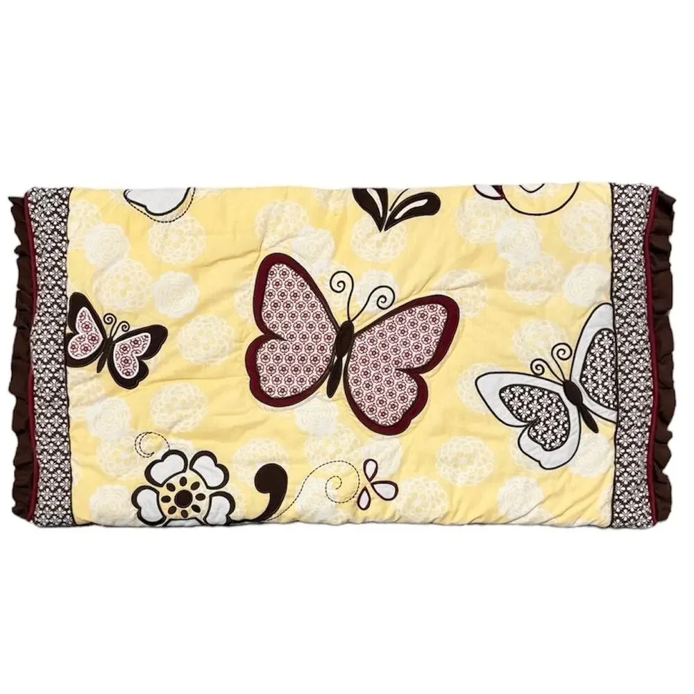 COCALO © Butterflies & Flowers Yellow & Brown Baby Nursery Large Sham 37” x‎ 20”